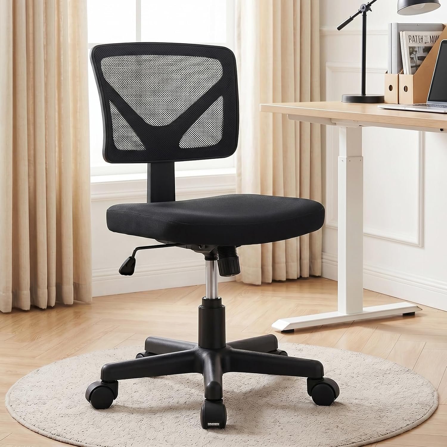 Ergonomic Armless Small Desk Chair with Mesh Back and Adjustable Height Ergonomic Armless Small Desk Chair with Mesh Back and Adjustable Height - Image 1