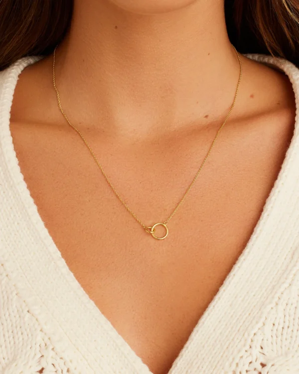 18K Gold Plated Interlocking Pendant Adjustable Necklace