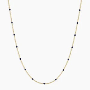 18K Gold Plated Black Enamel Necklace