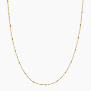 18K Gold Plated Orange Enamel Necklace