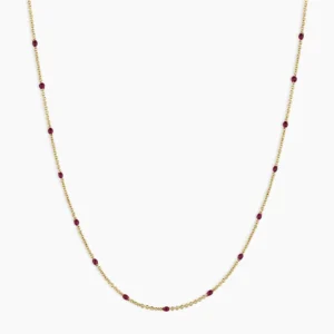 18K Gold Plated Maroon Enamel Necklace